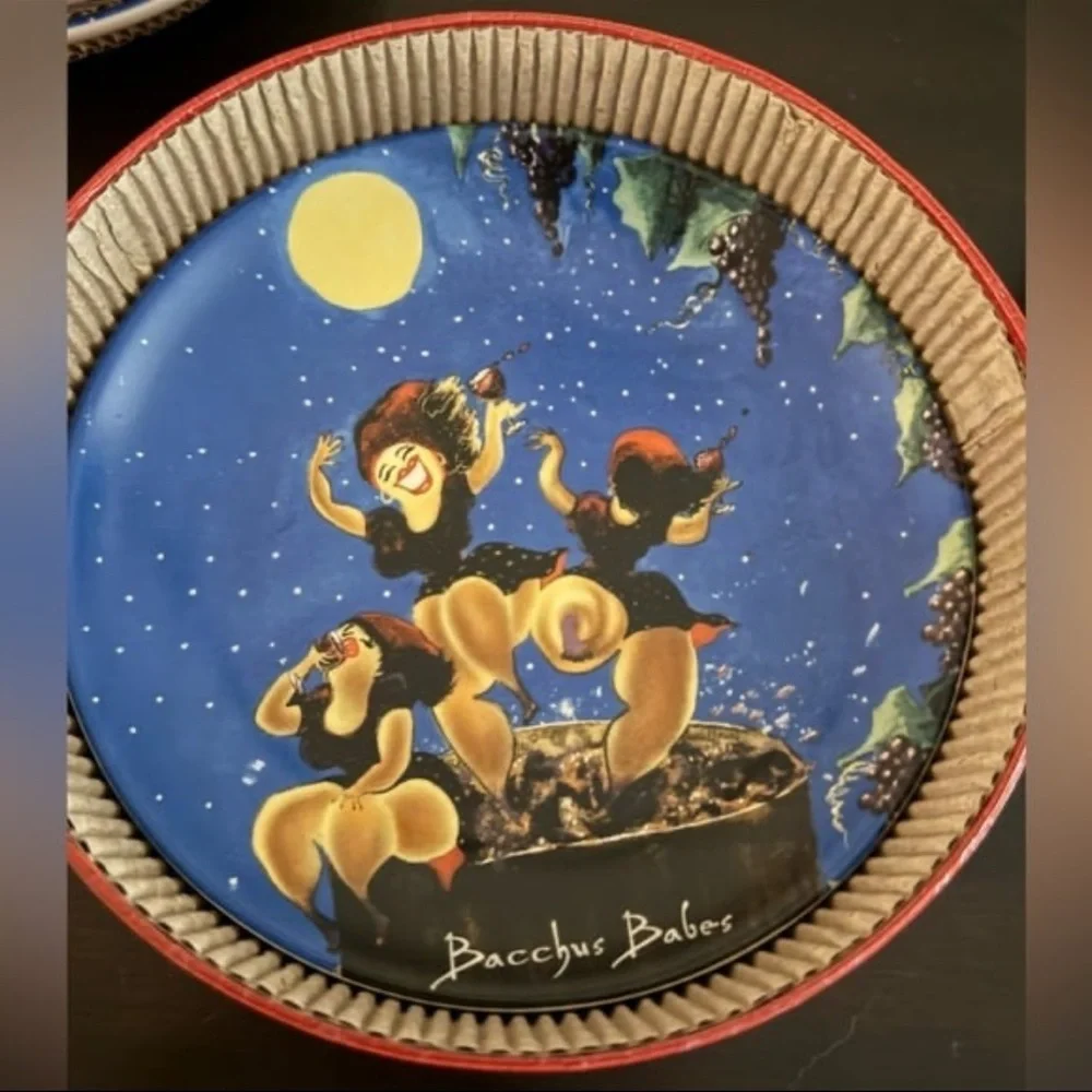 Jill Neal Wild Women Wine Plates Set of 4 | Ceramic Dessert Plates 7.5