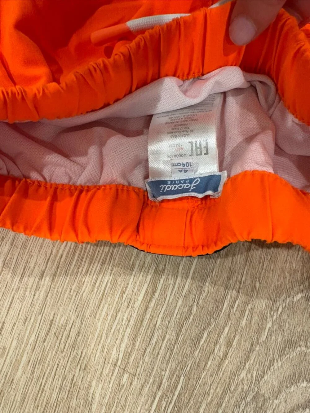 Jacadi Paris Swim Trunks 4Y Orange Stripe Toddler Boy Shorts