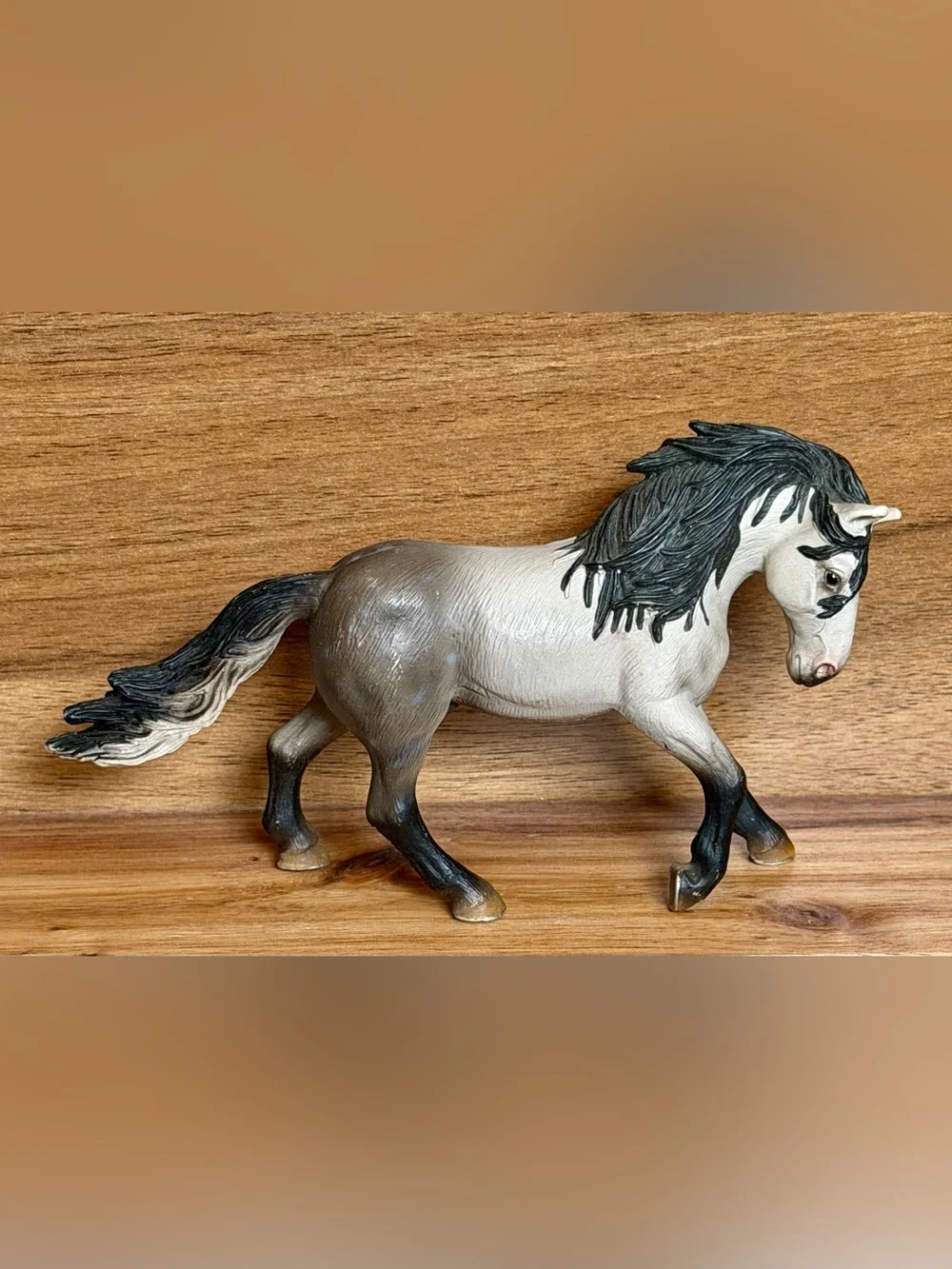Classic Grey and Black Horse Figurine Toy - Realistic Playset Figure