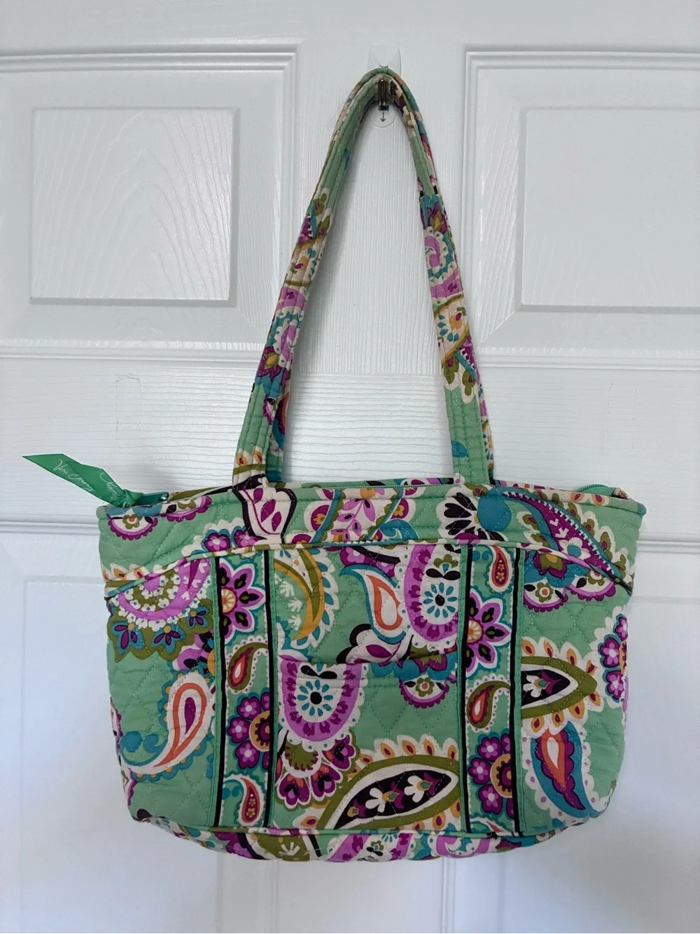 Vera Bradley Mandy Tote Shoulder Bag Purse Tutti Frutti Green Pink Paisley USA