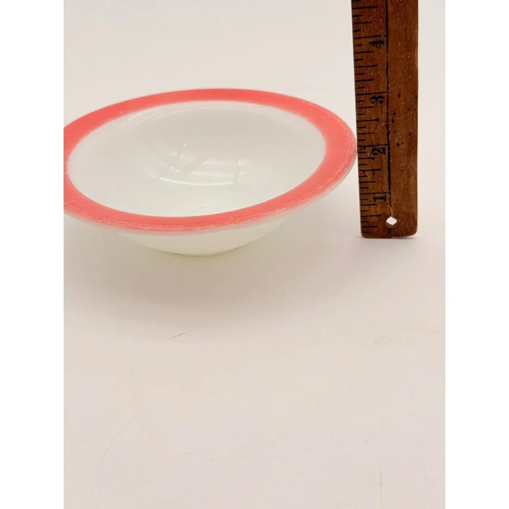 Vintage Pyrex Red Rim Milk Glass Bowl 6.5 Inch Round Cereal Soup Bowl 31 USA