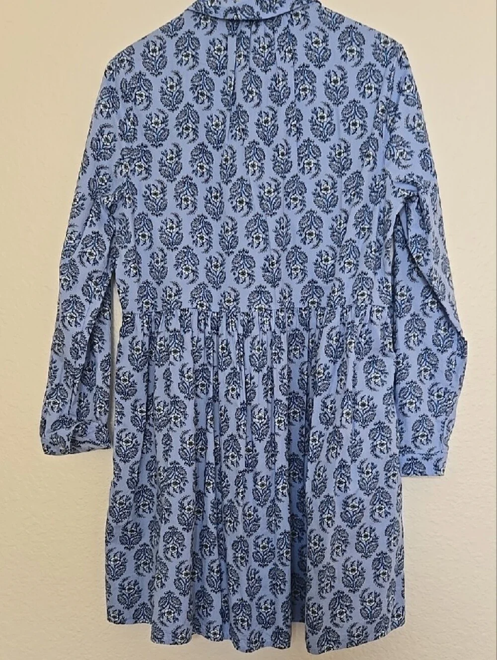 J. Crew Blue Floral Pockets Buttoned  Comfy Wear Babydoll Boho Fall Dress