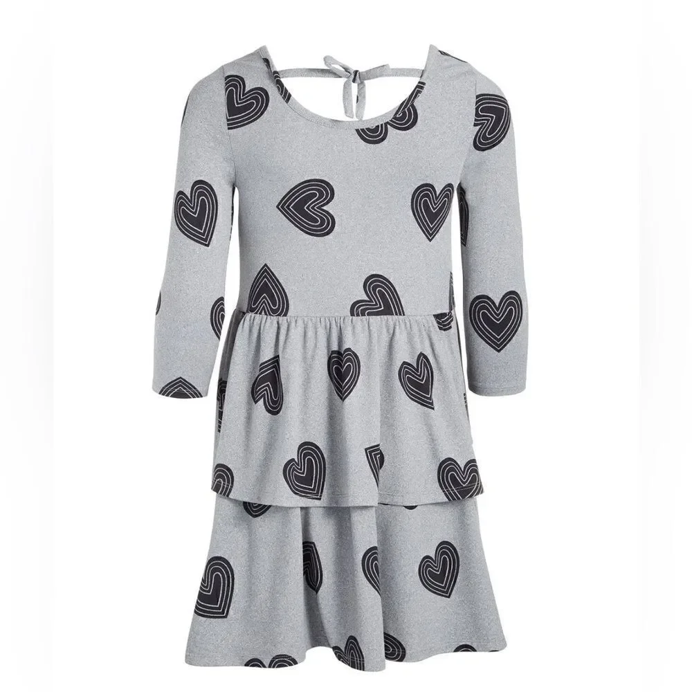 Toddler & Little Girls Heart-Printed Tiered Dress,