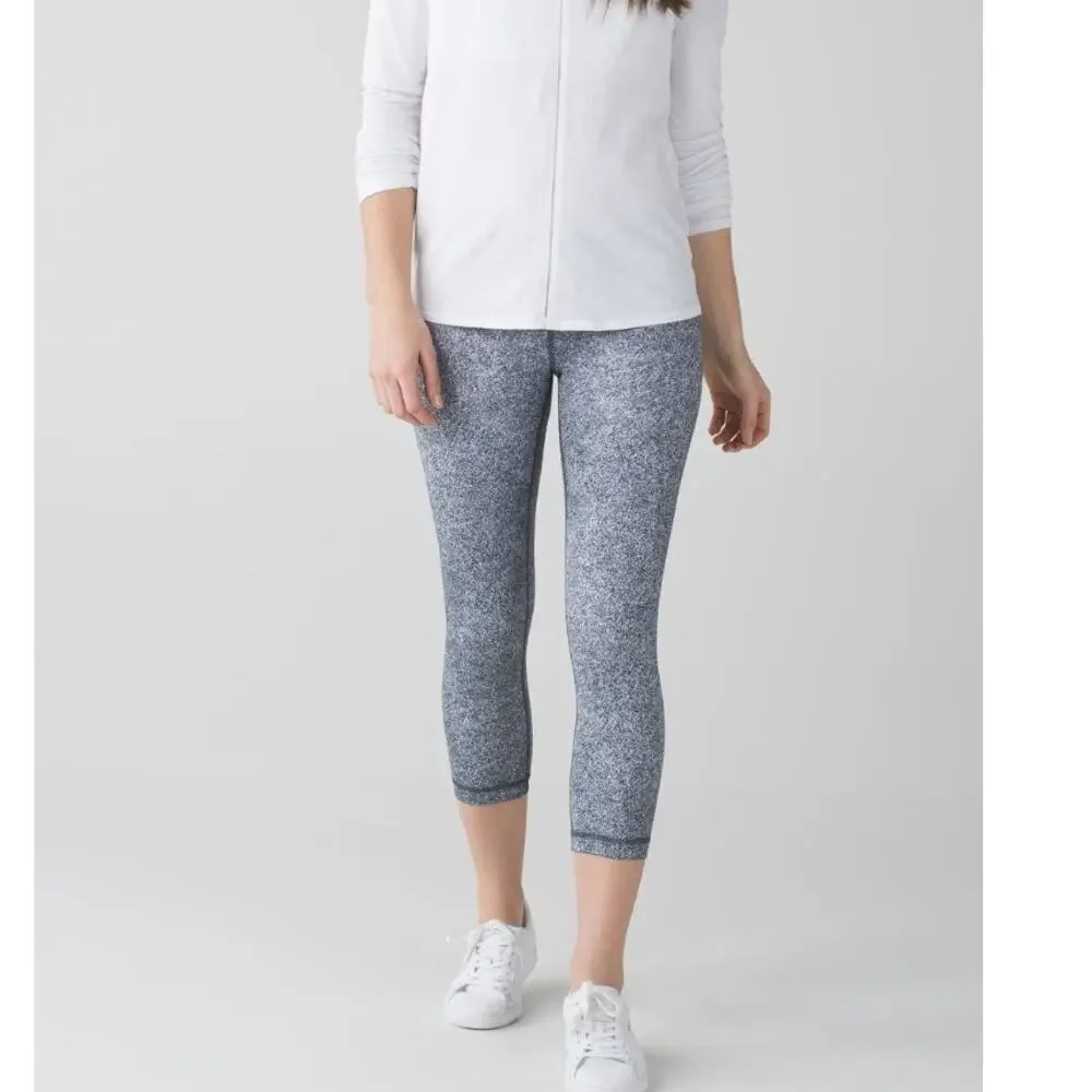 Lululemon Wunder Under Crop III in Rio Mist White Black