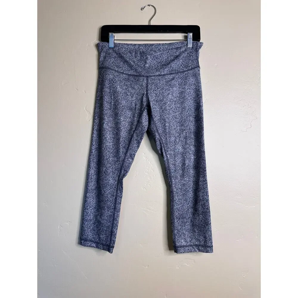Lululemon Wunder Under Crop III in Rio Mist White Black