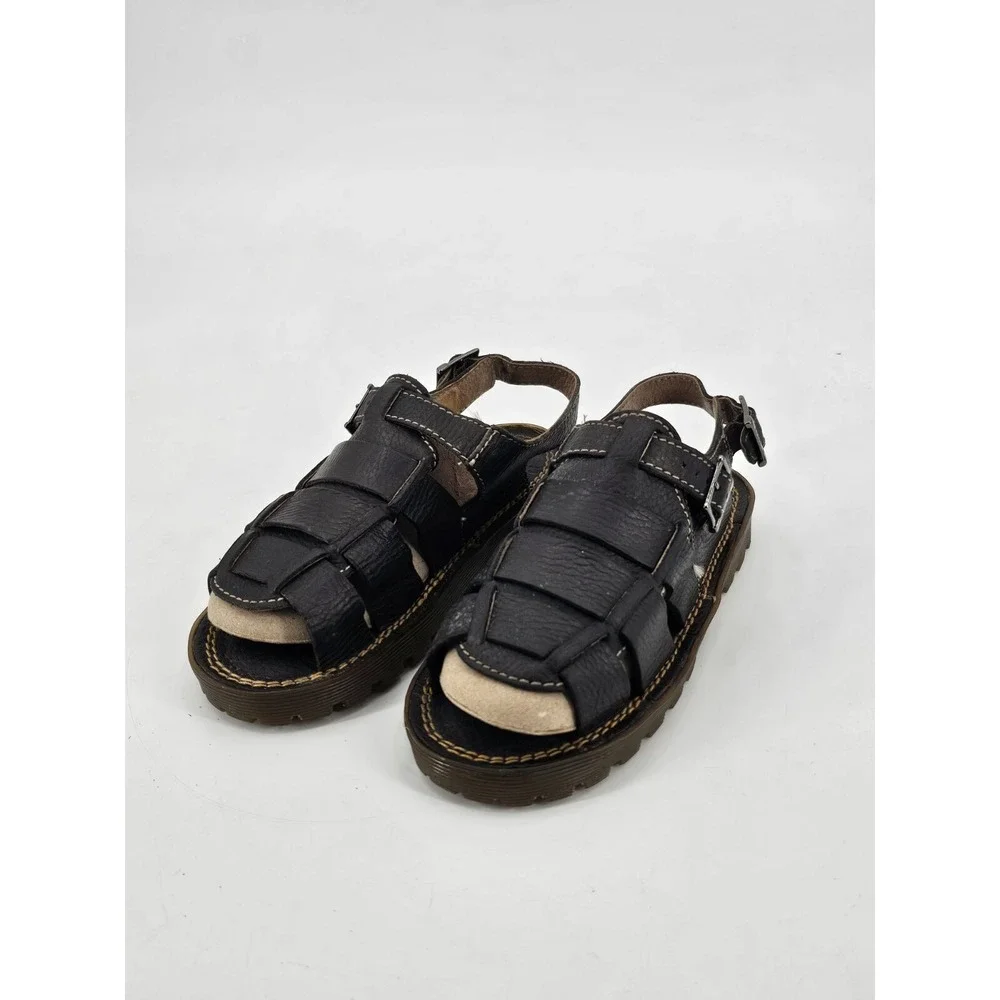 Vintage Dr.‎ Martens Fisherman Sandals Toddler Size 2 Black Leather England 6480