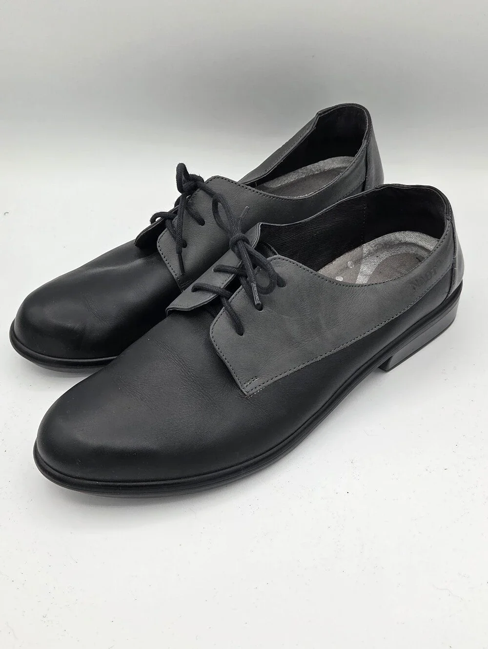 Naot Two-Tone Black and Gray Lace-Up Oxfords