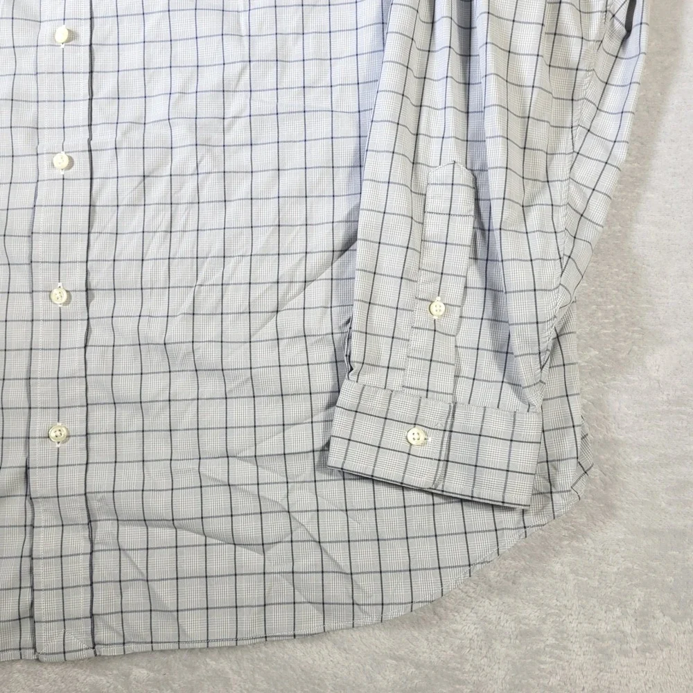 Polo Ralph Lauren Shirt Mens 3XB Gray Blue Plaid Performance Long Sleeve Stretch
