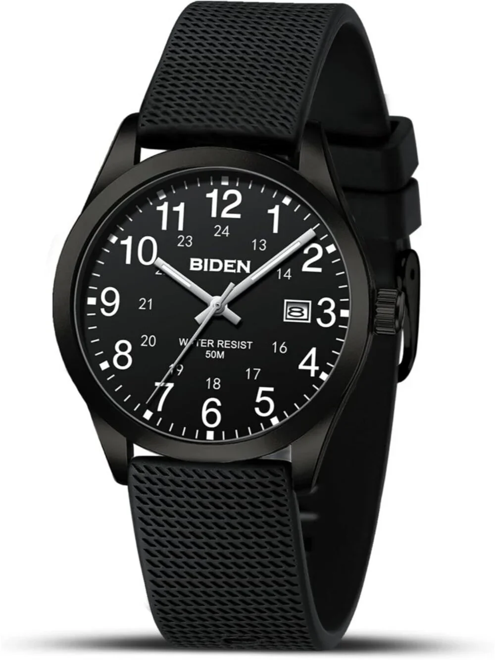 Mens All Black Analog Quartz Unisex Medical Professionals Waterproof Nurse Watch