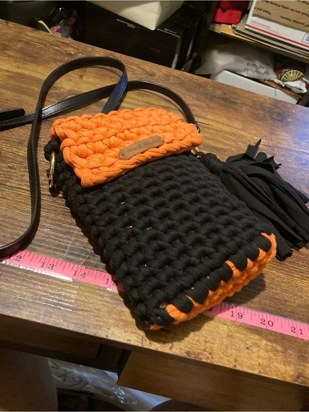 Handmade crocheted phone purse