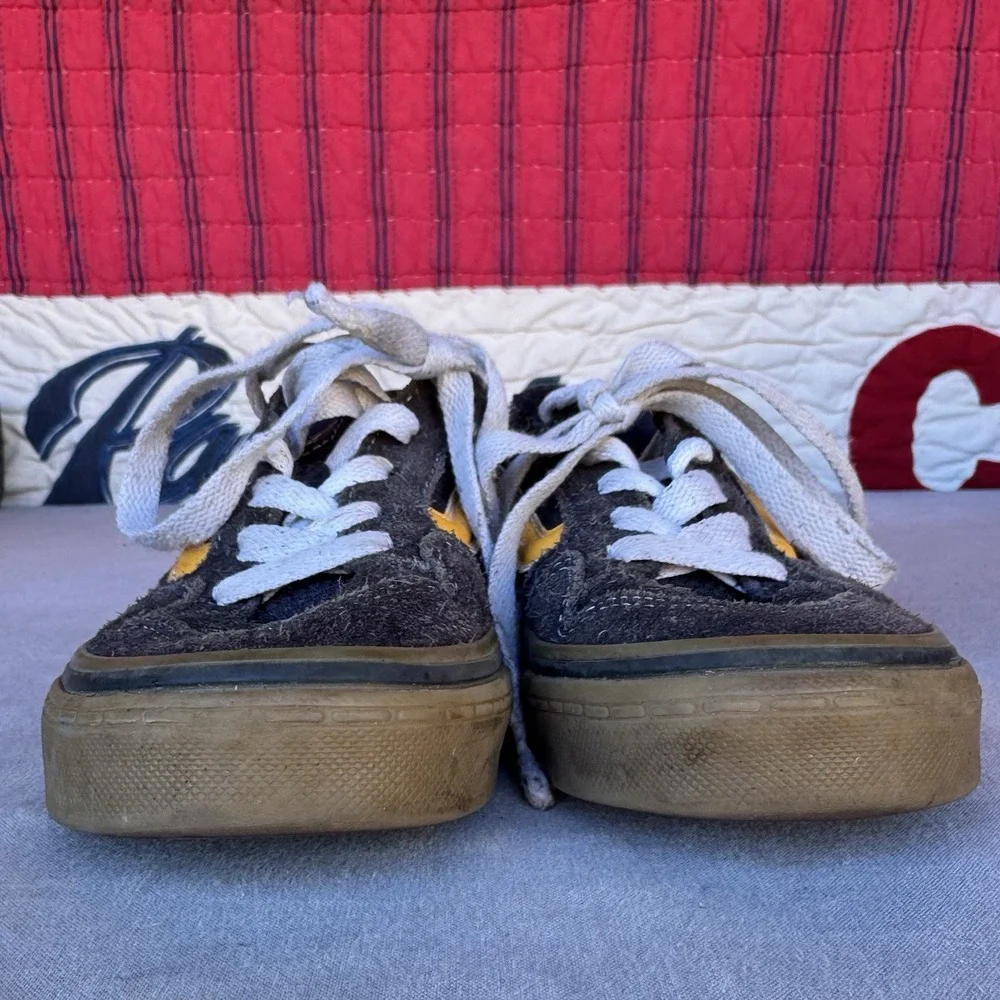 Size 1y - Vans Caldrone Youth Boy's‎ Suede Sneakers Navy Blue Classic Shoes