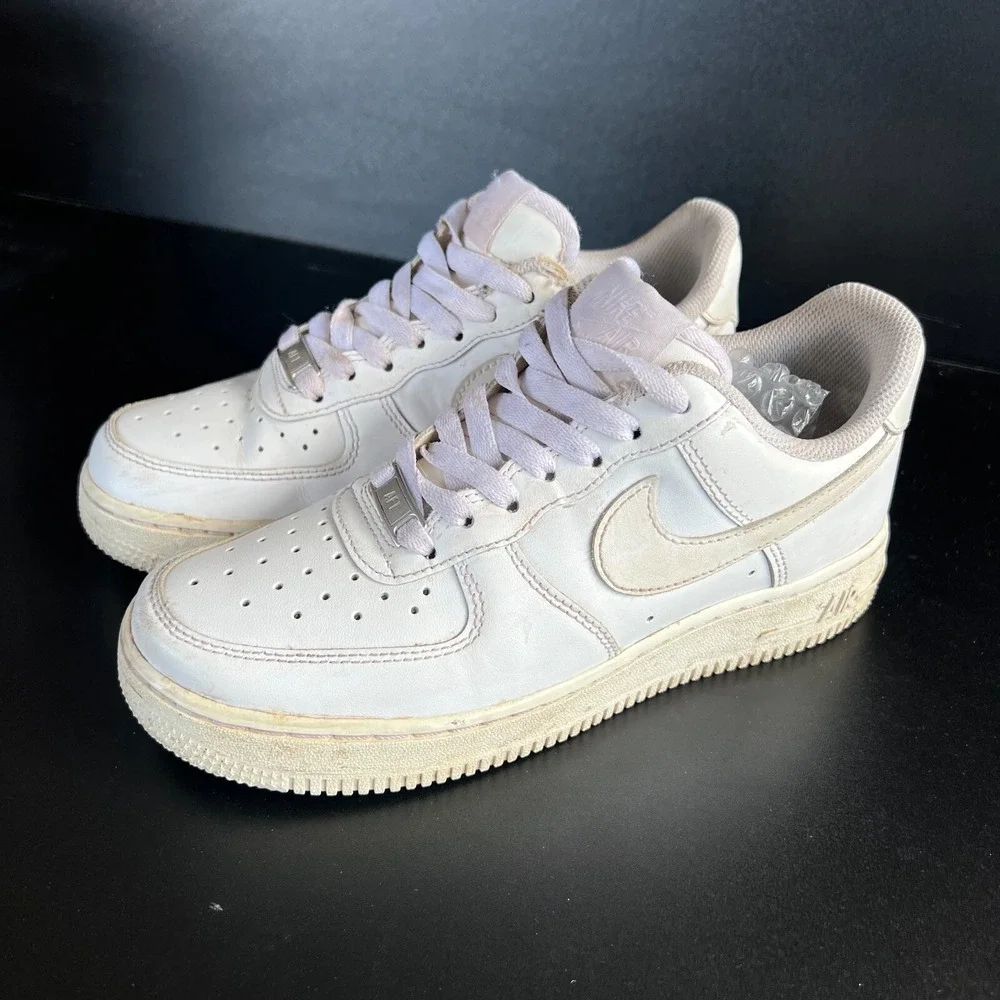 Nike Air Force 1 Low '07 Shoes Womens Size 6.5 White Leather Sneakers 315115-112