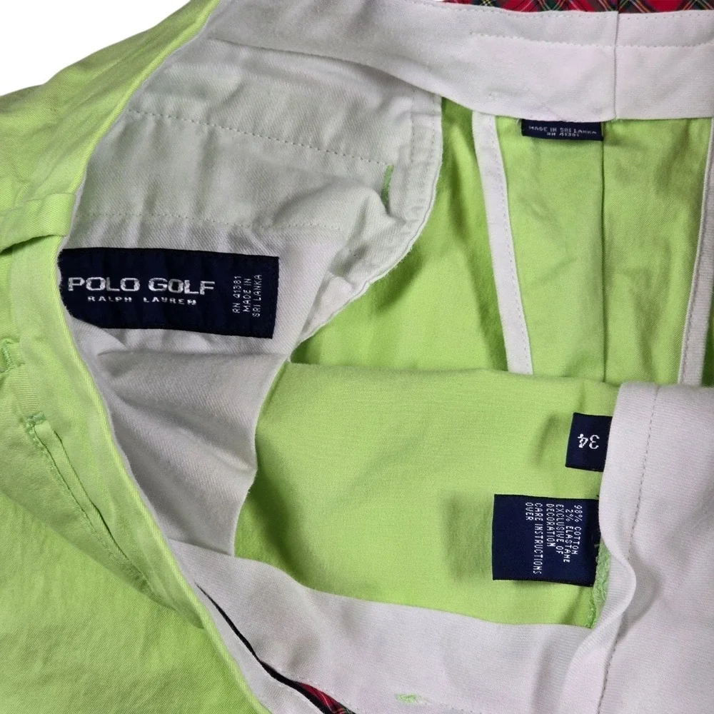 Polo Golf Ralph Lauren Classic Fit Polo Shield Green Chino Shorts- Men's Size 34