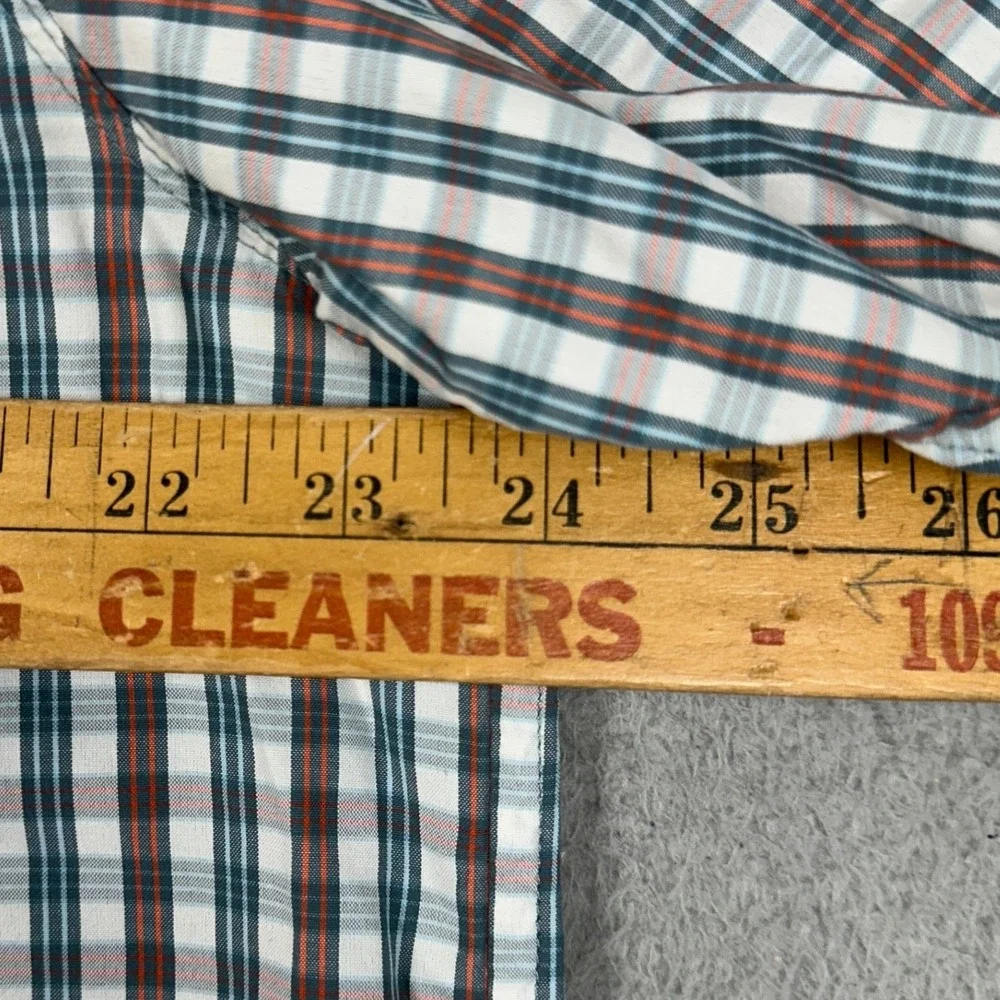 The North Face Shirt Men Large Teal Brown Plaid Button Up Hiking Outdoor Stretch