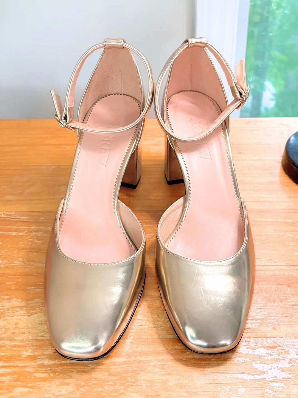 NWOB J. Crew Maisie Ankle Strap Metallic Heels