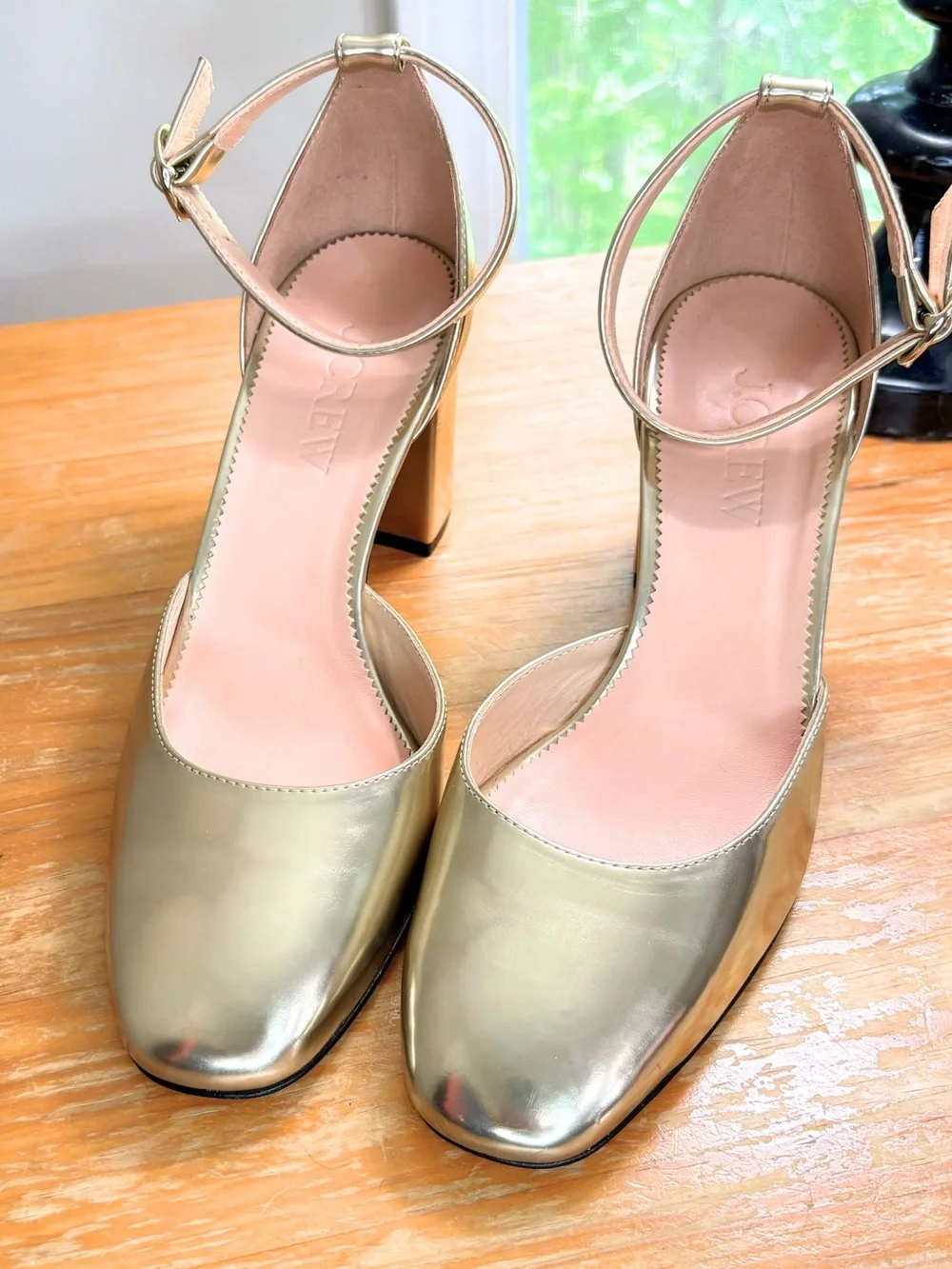 NWOB J. Crew Maisie Ankle Strap Metallic Heels