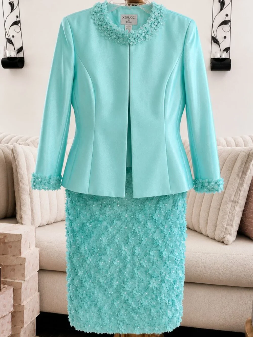 Verucci by Chancelle Three-Piece Aqua Skirt Set
