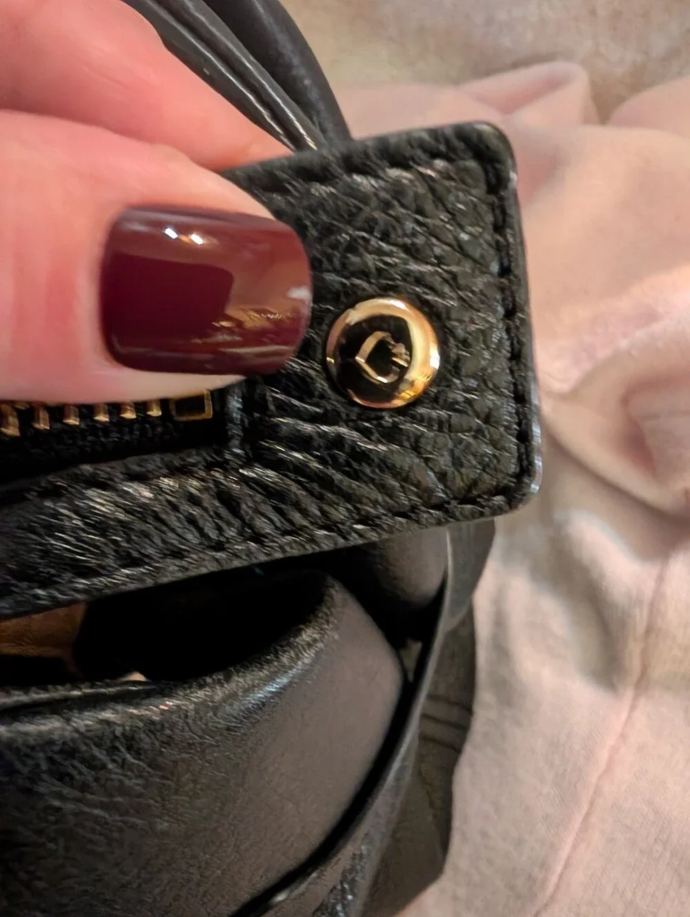 kate spade Black Pebbled Leather 