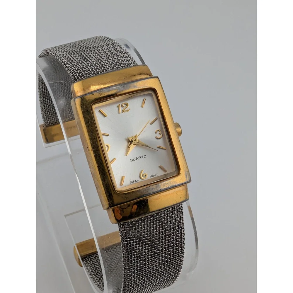 Vintage Avon Women's Watch 21mm Case Silver Mesh Metal Bangle Band- New Battery