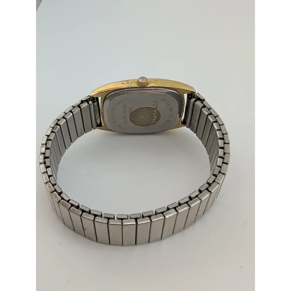 Milan Men's Watch 30mm Gold Case Silver Stretch Band- New Battery