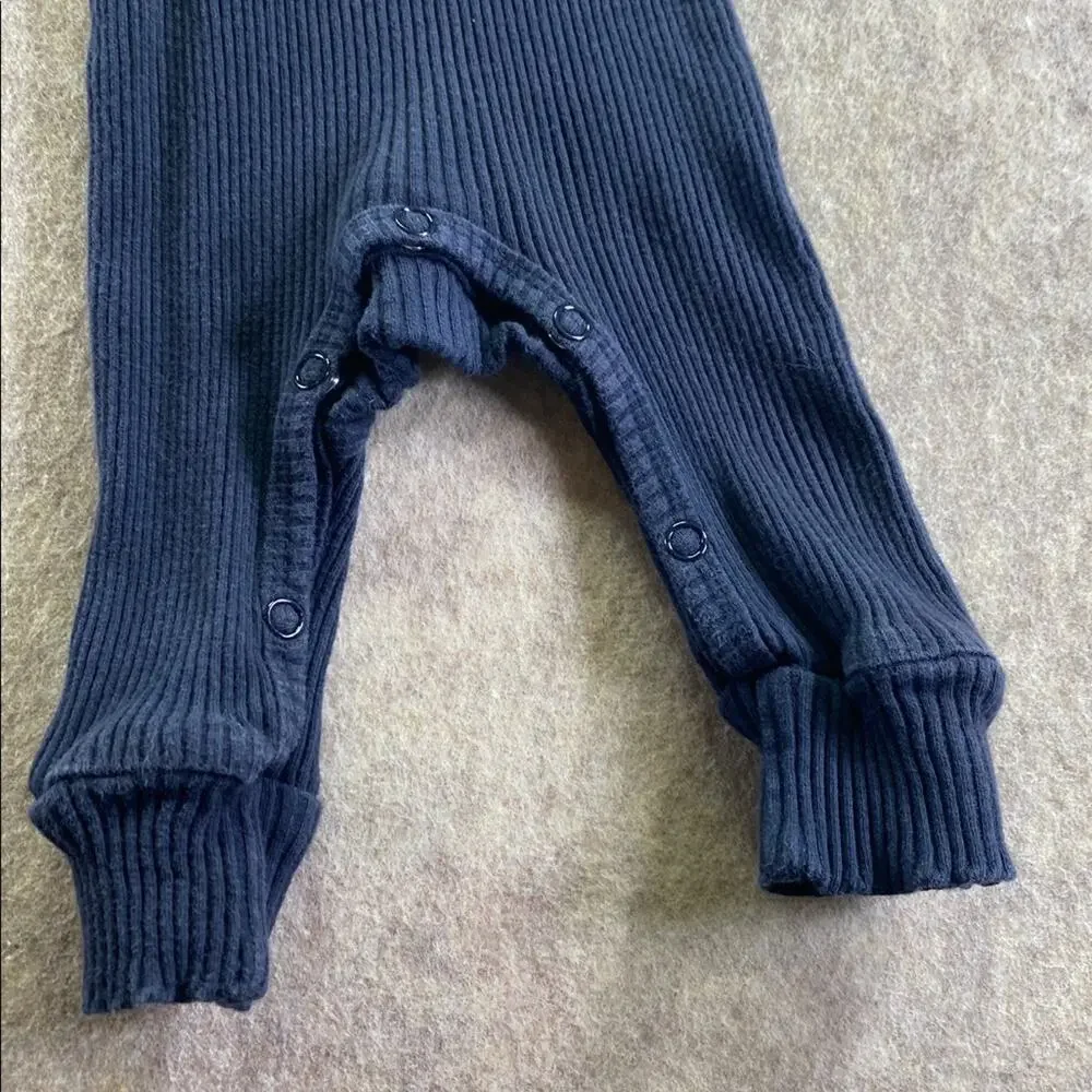 Chuya Navy Blue 100% Cotton Kids One Piece with Ruffle Sleeve Details Size 80