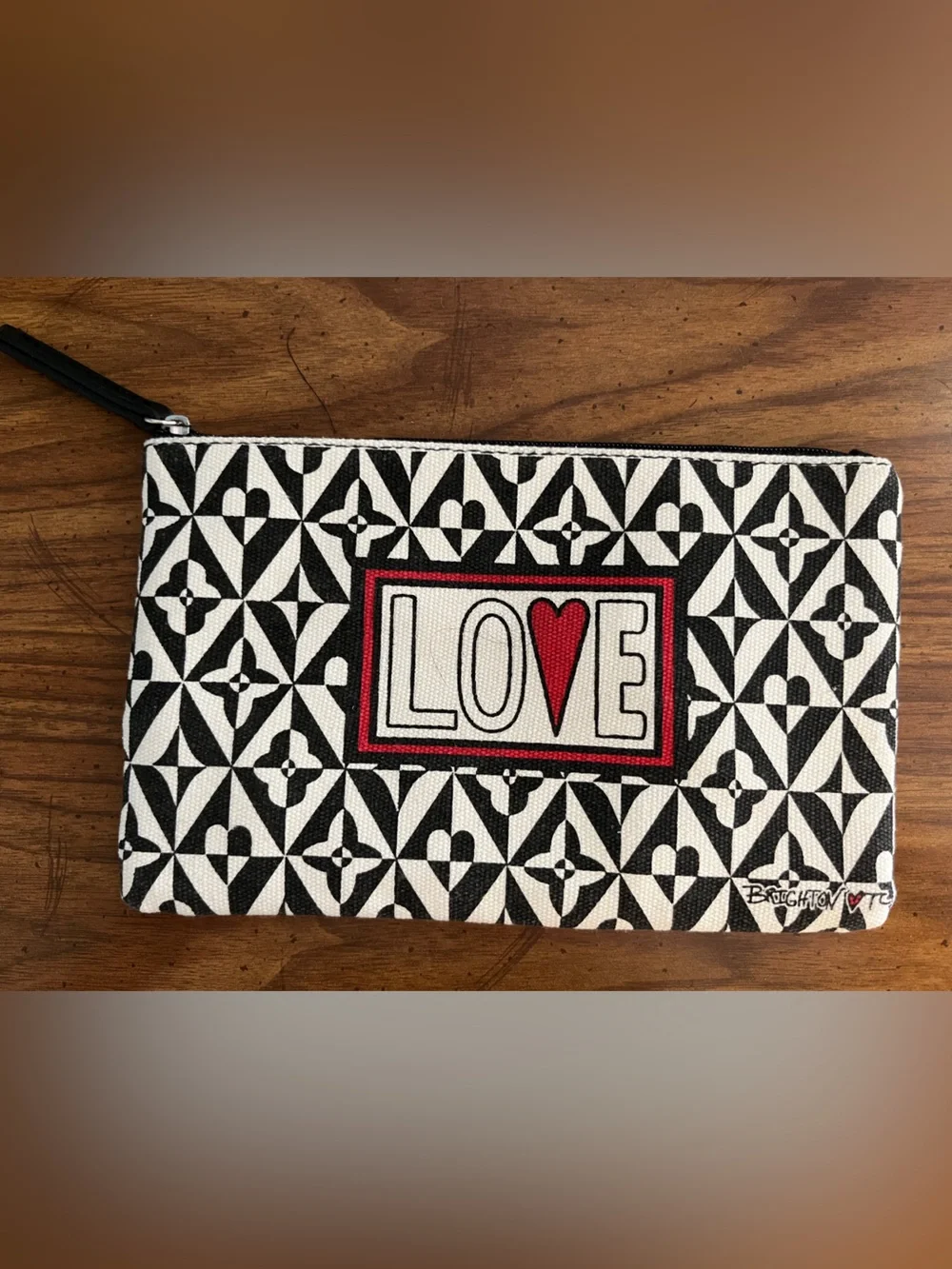 Brighton Fashionista Tom Clancy Love Clutch Pouch Black White Zipper