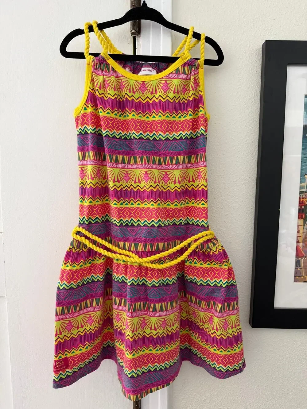 American Girl Lea Meet Dress For Girls Vibrant colorful pattern size 7