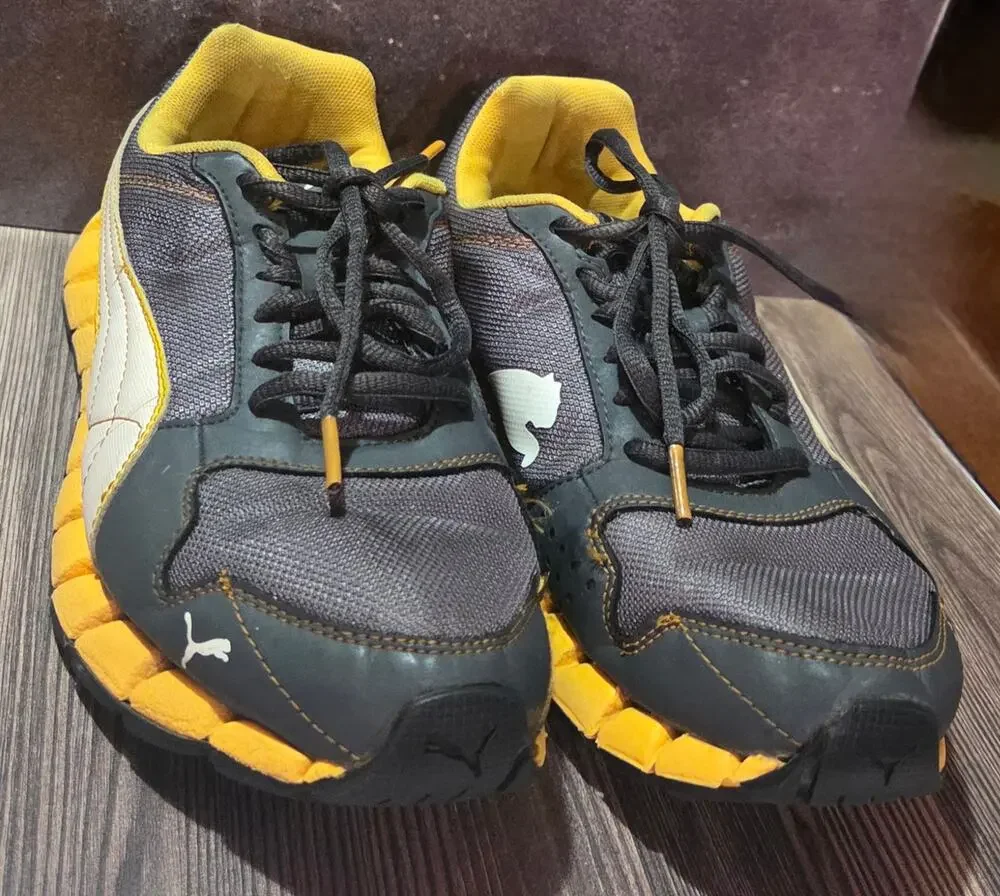 Puma Sport Lifestyle Athletic Sneakers Gray Yellow US 7 EU 38 No Insoles