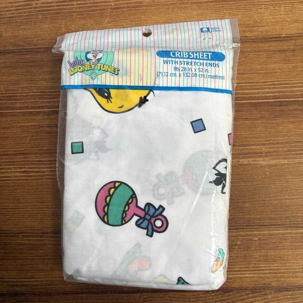 Vintage 1997 Baby Looney Tunes Sylvester Crib Sheet NOS Sealed 100% Cotton
