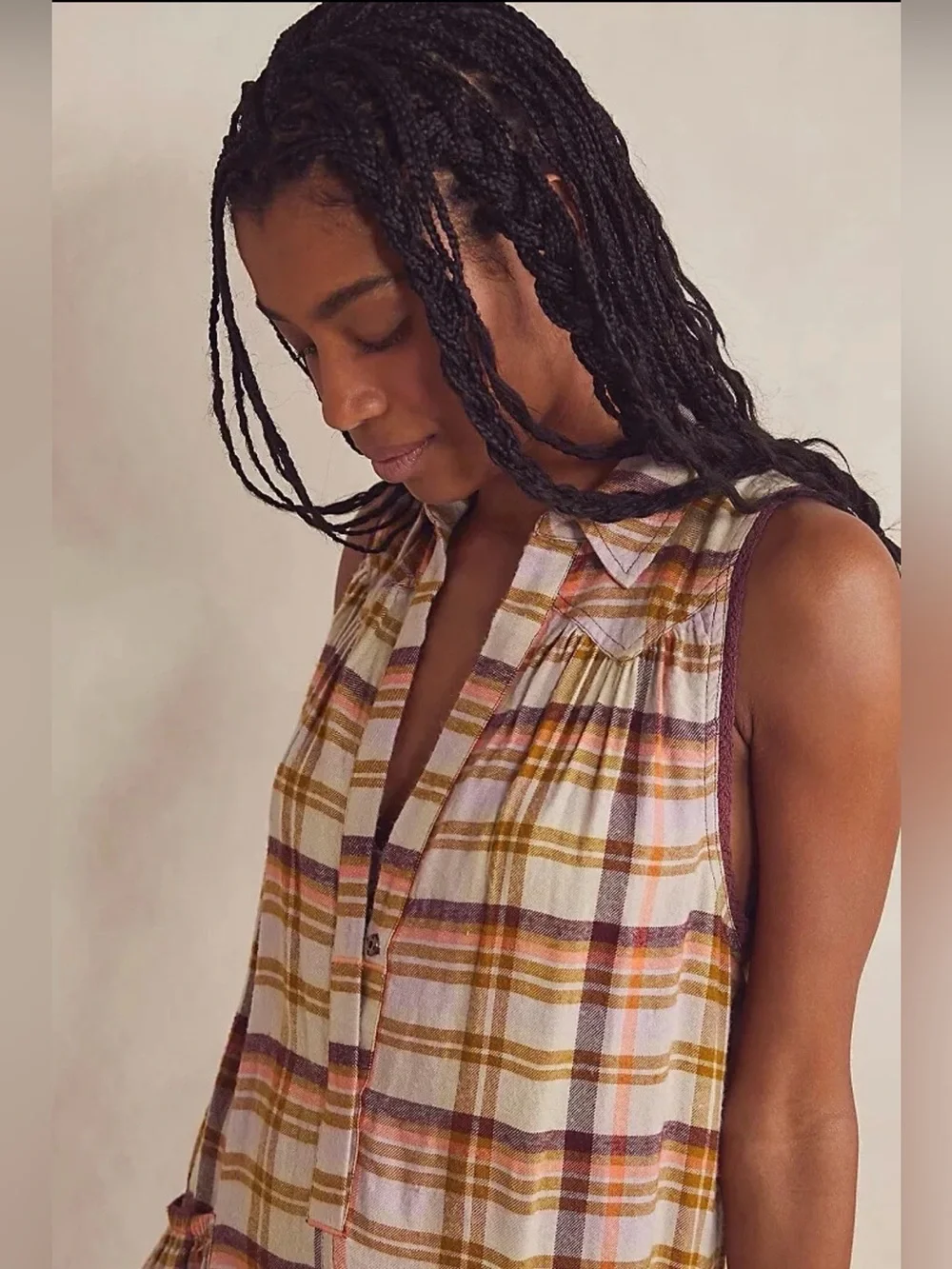 Free People Wrapped In Flannel Plaid Jumpsuit