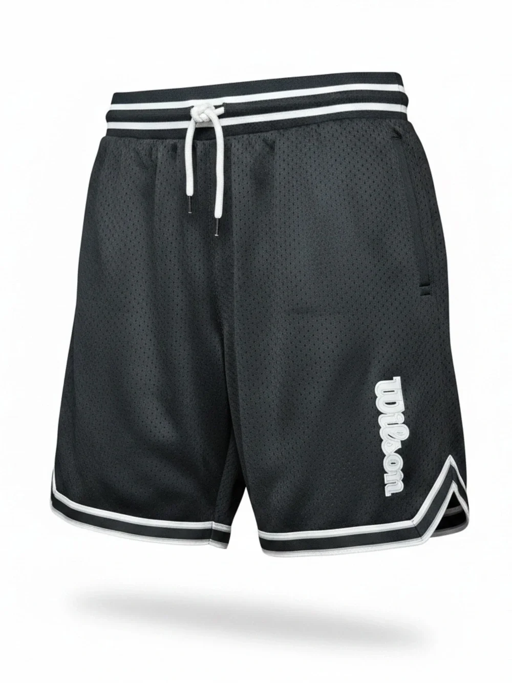 Wilson Men’s Black Athletic Mesh Shorts with White Trim