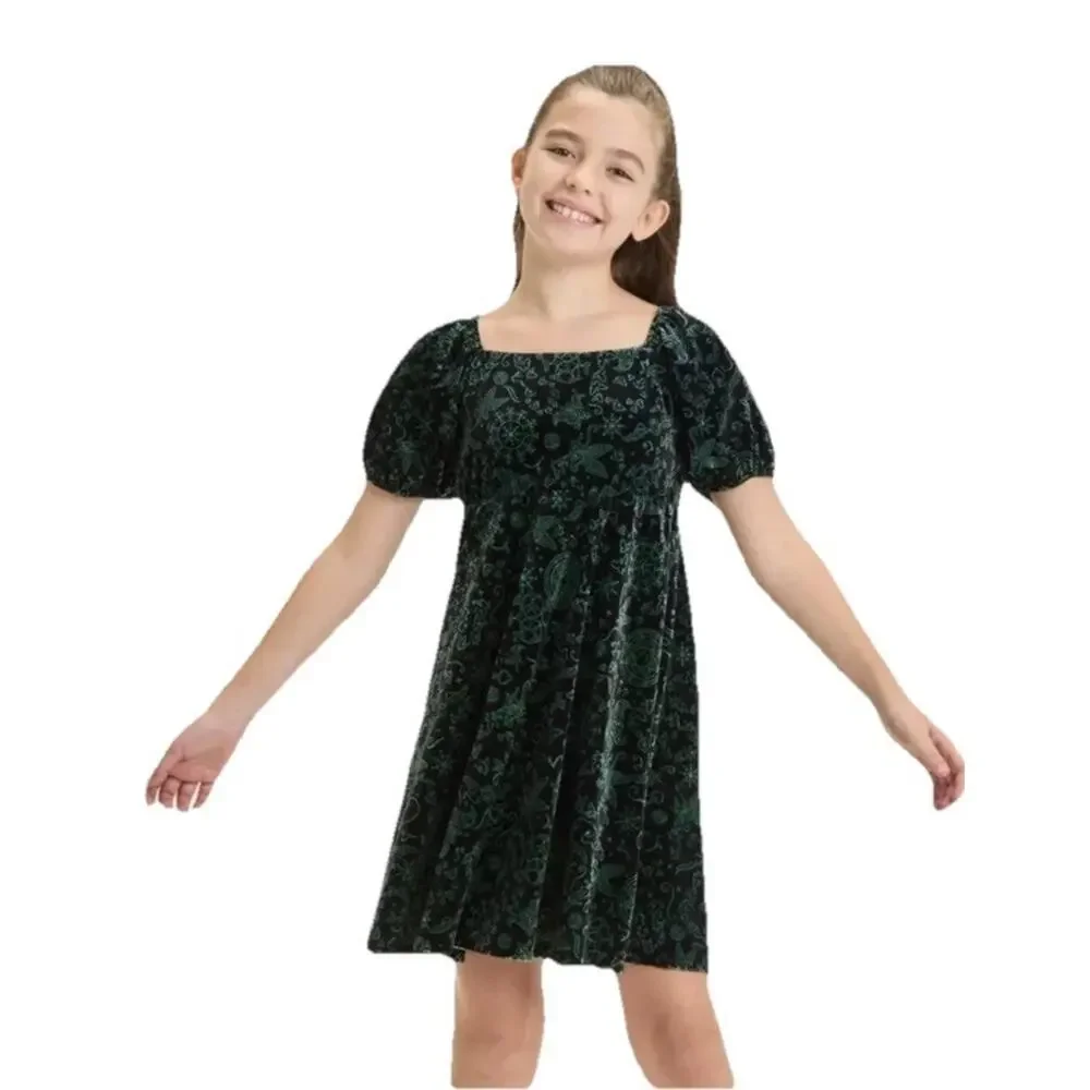 Wicked Paul Tazewell Black Green Velvet Dress XL (14) Celestial Print