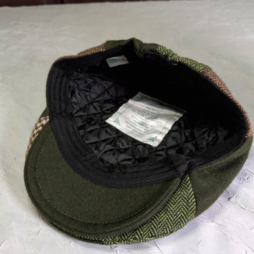 Raglan Road Scally Cap Green Plaid Tweed Hat Patchwork Academia Academic Preppy