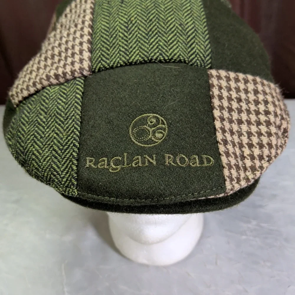 Raglan Road Scally Cap Green Plaid Tweed Hat Patchwork Academia Academic Preppy