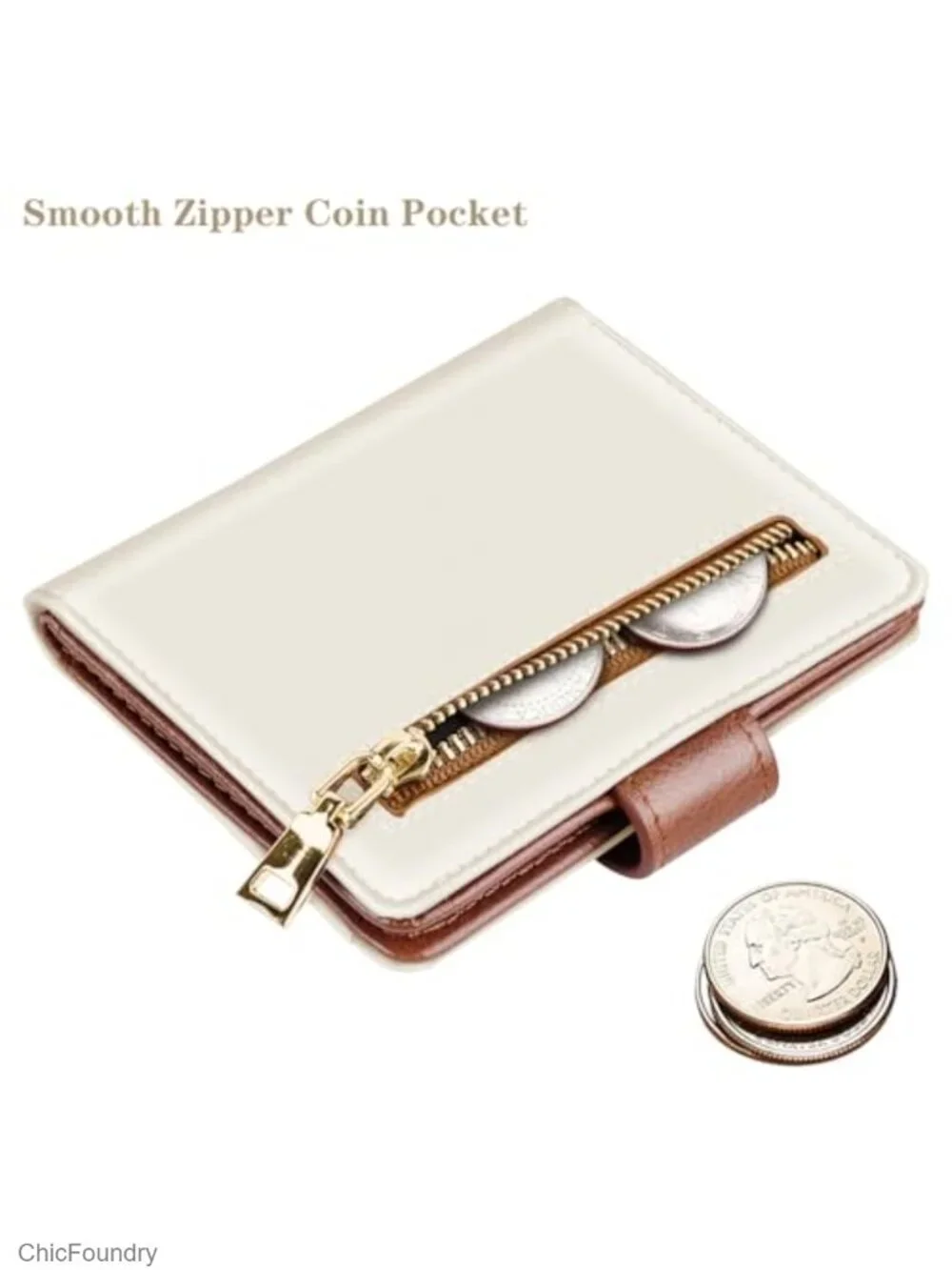 Slim Bifold Wallet Women Minimalist RFID Blocking Card Holder with Coin Pocket
