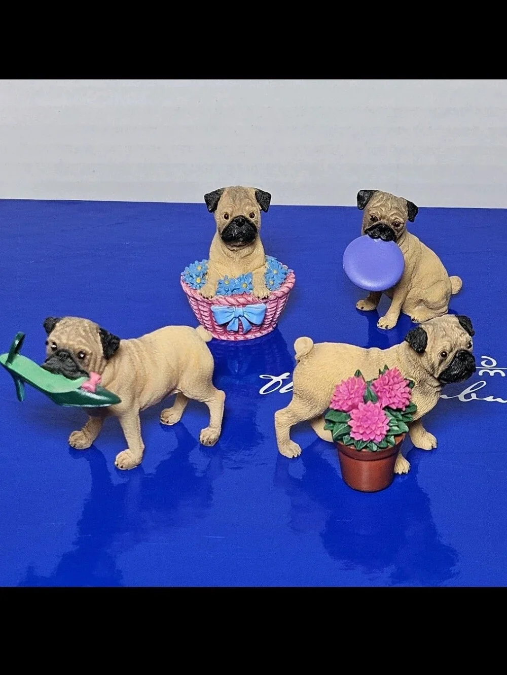 Danbury Mint Miniature Holiday PUGS Figurine Set *44 Figures* w/ Box - READ