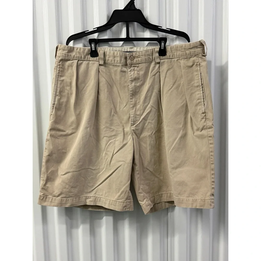 Polo Ralph Lauren Tyler Shorts Mens 38 Khaki Good Pleated Chino Made in USA