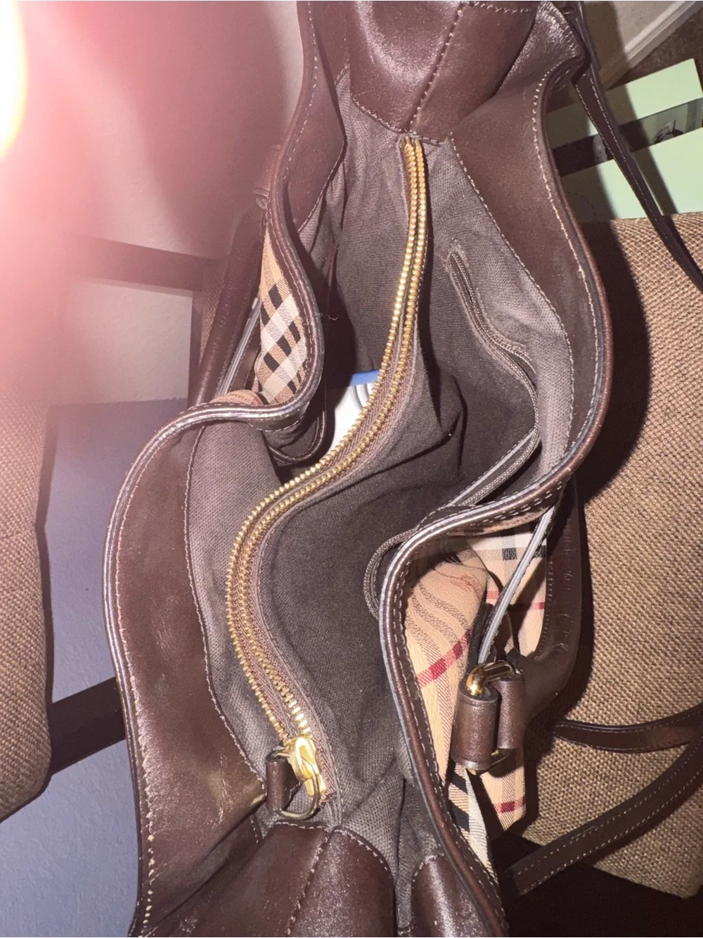 Burberry tote featuring