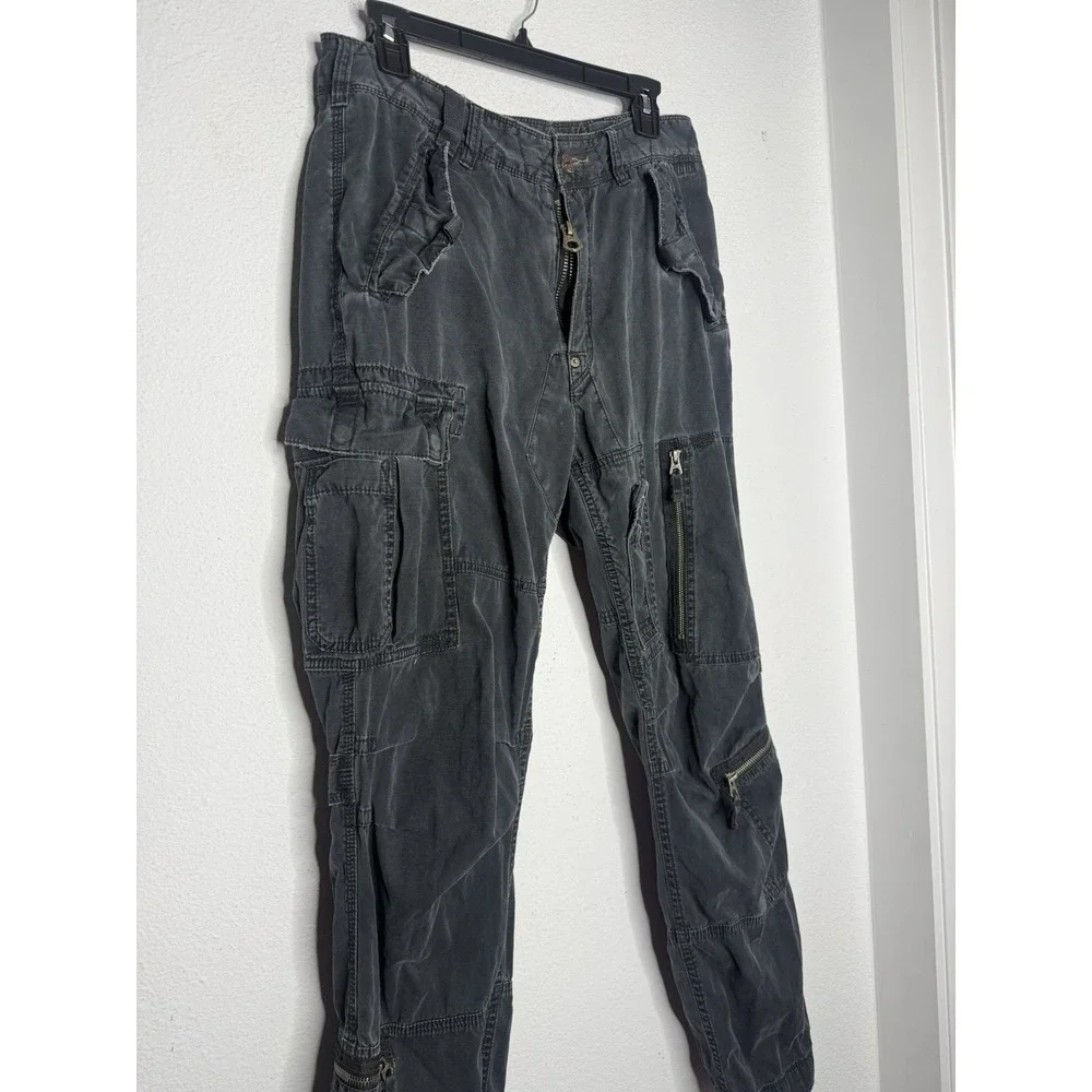 Vintage Polo Ralph Lauren Military Cargo Pants Mens  Charcoal Black Size 34 Flaw