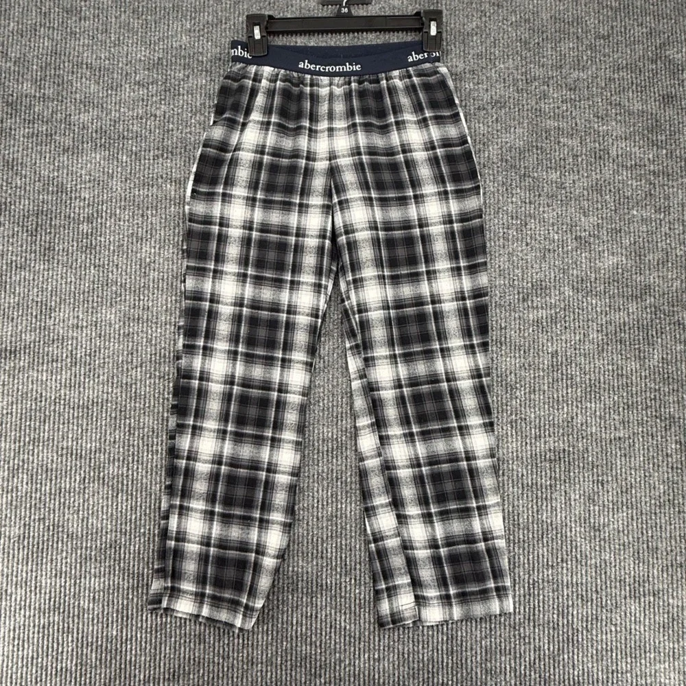 Abercrombie Pajama Pants Kids Size 9/10‎ Black White Excellent Plaid Sleepwear