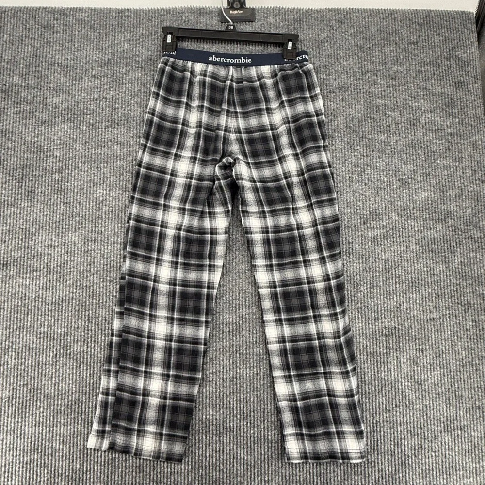 Abercrombie Pajama Pants Kids Size 9/10‎ Black White Excellent Plaid Sleepwear