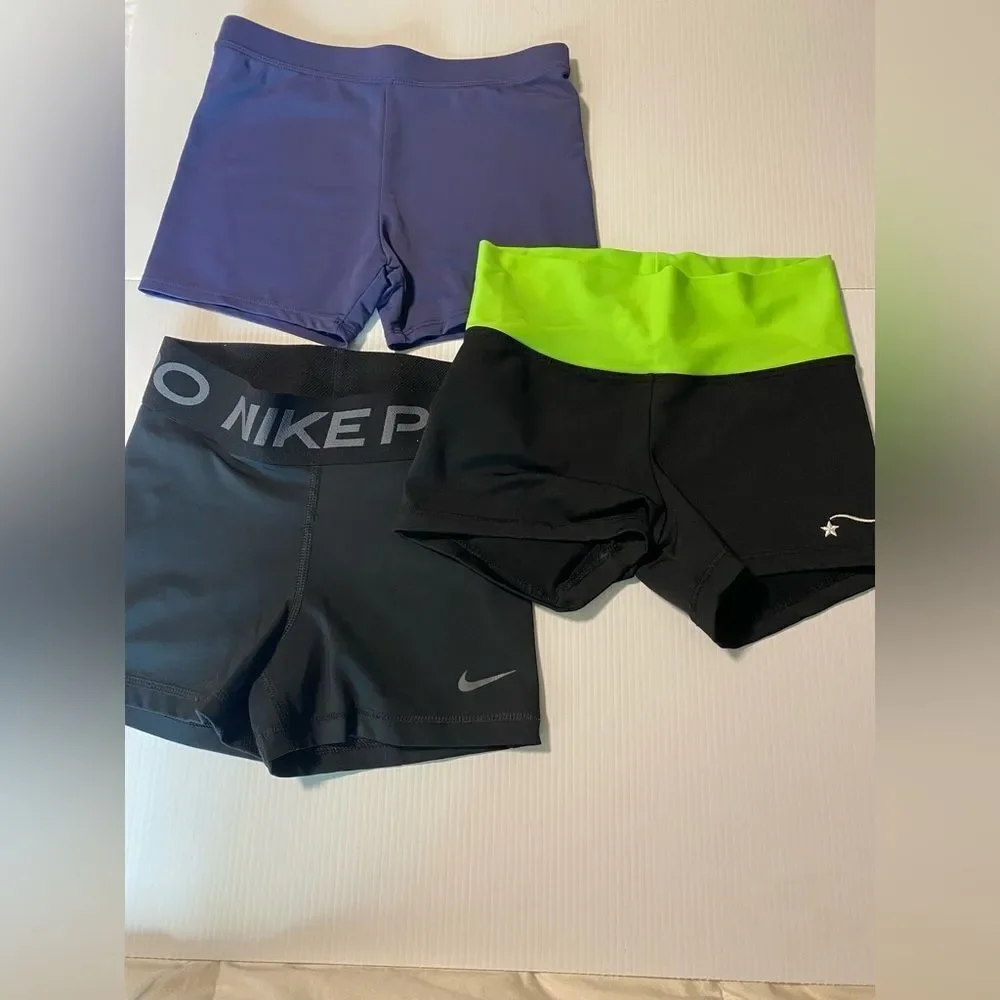 Nike Distera spandex booty shorts gymnastics dance cheer volleyball 3 pack 10-12