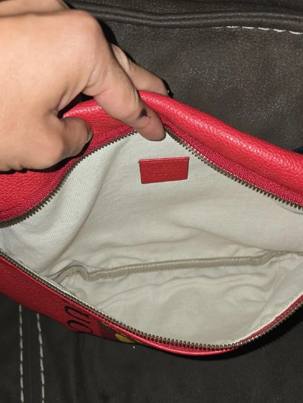 Gucci Red Logo Canvas Belt Bag with Green & Yellow Emblem