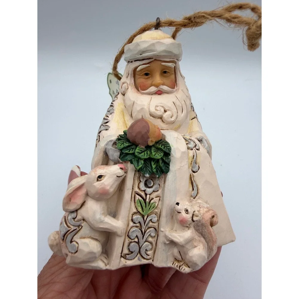 Jim Shore Heartwood Creek White Woodland Santa Ornament 4058743 Rabbit Squirrel