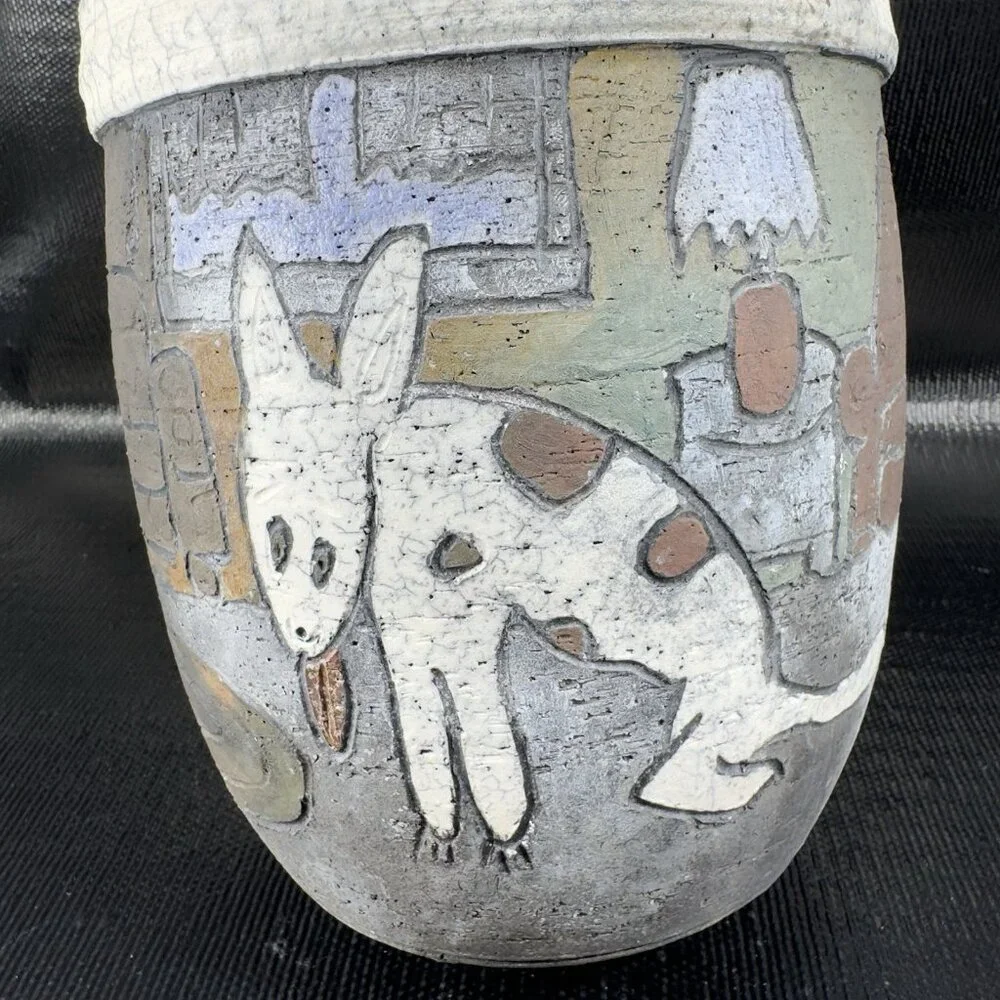 Raku Pottery vintage hand