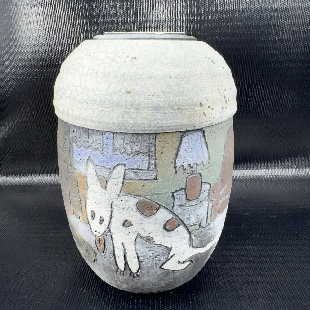 Raku Pottery vintage hand