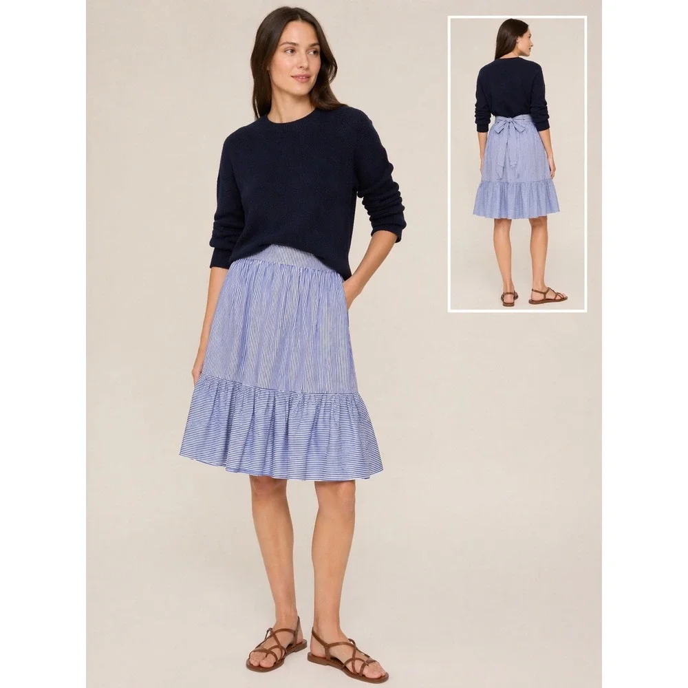 J. Crew Blue Striped Tiered Mini Skirt