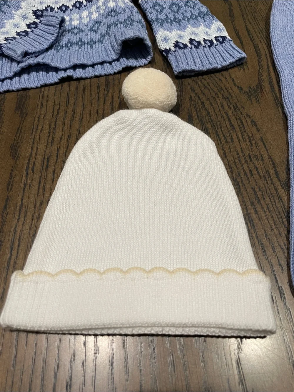 Mi Lucero Blue Fair Isle Knit Sweater & Pants Set with TBBC hat