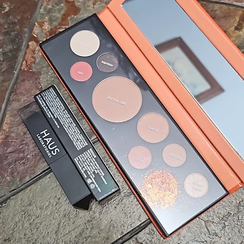 TOUCH IN SOL fill up eyeshadow palette w HAUS laboratories brow lash sparkle top