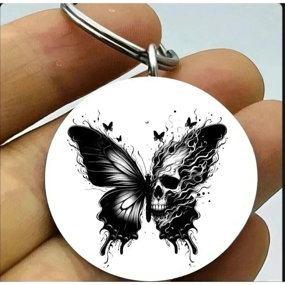 Butterfly Skull Horror Art Hot Keychain